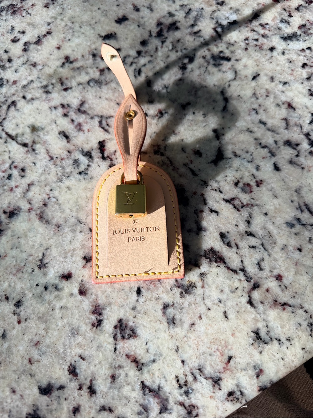 Louis Vuitton Leather Luggage Tag with Gold Lock